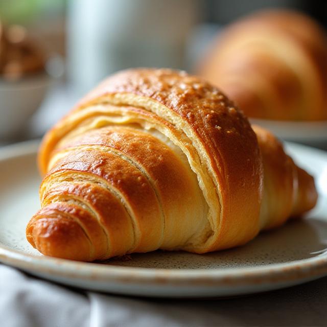 Golden flaky butter croissant