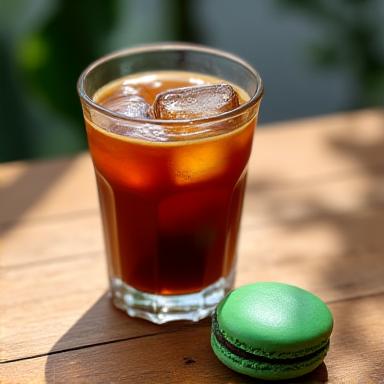 Specialty coffee served alongside a glazed pastry